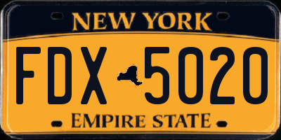 NY license plate FDX5020