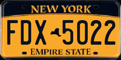 NY license plate FDX5022