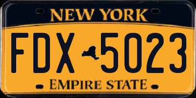 NY license plate FDX5023