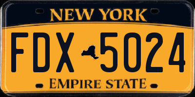 NY license plate FDX5024