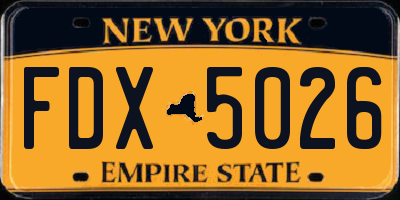 NY license plate FDX5026