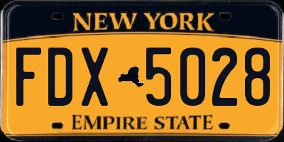NY license plate FDX5028