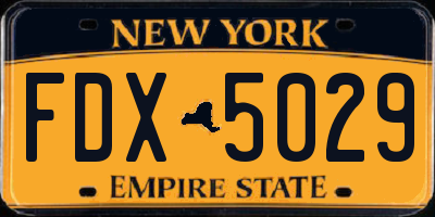 NY license plate FDX5029
