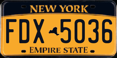 NY license plate FDX5036