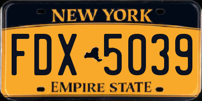 NY license plate FDX5039