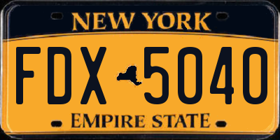 NY license plate FDX5040