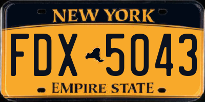 NY license plate FDX5043