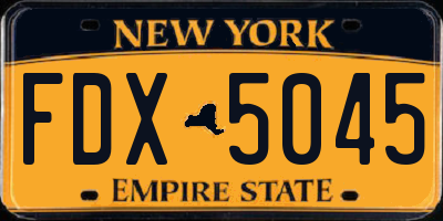 NY license plate FDX5045