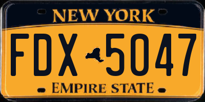 NY license plate FDX5047