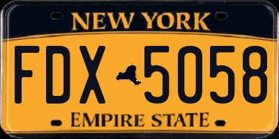 NY license plate FDX5058