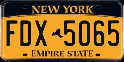 NY license plate FDX5065