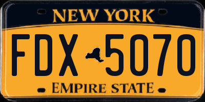 NY license plate FDX5070