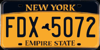 NY license plate FDX5072