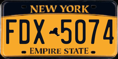 NY license plate FDX5074