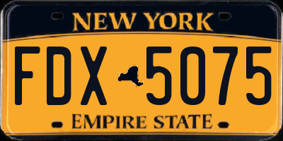 NY license plate FDX5075