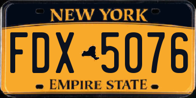 NY license plate FDX5076
