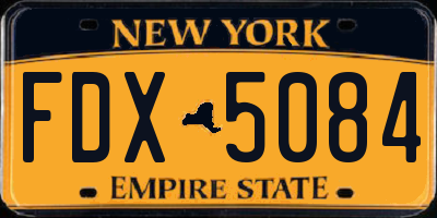 NY license plate FDX5084
