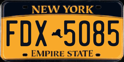 NY license plate FDX5085