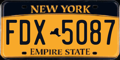 NY license plate FDX5087