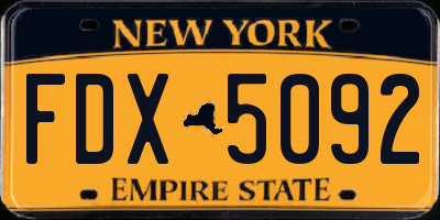 NY license plate FDX5092