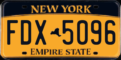 NY license plate FDX5096