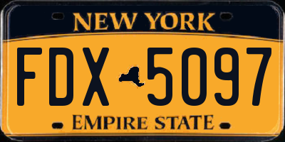 NY license plate FDX5097