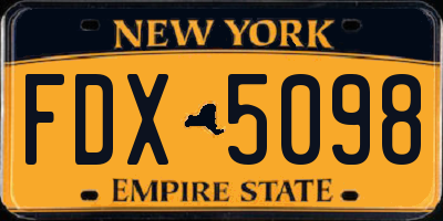 NY license plate FDX5098