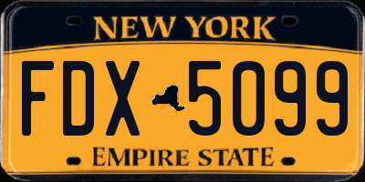 NY license plate FDX5099