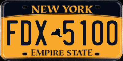 NY license plate FDX5100
