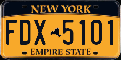 NY license plate FDX5101