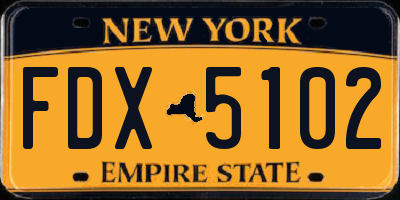 NY license plate FDX5102