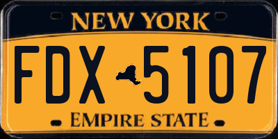 NY license plate FDX5107