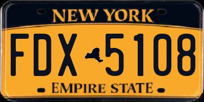 NY license plate FDX5108