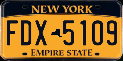 NY license plate FDX5109