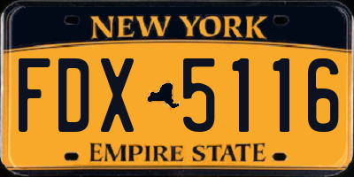 NY license plate FDX5116