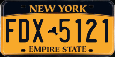 NY license plate FDX5121