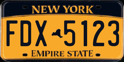 NY license plate FDX5123