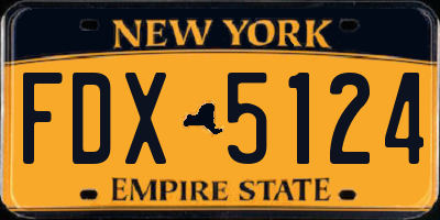 NY license plate FDX5124