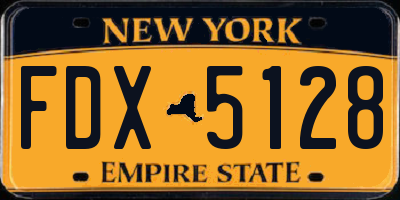 NY license plate FDX5128