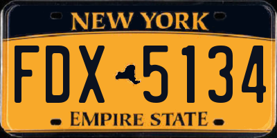 NY license plate FDX5134