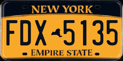 NY license plate FDX5135