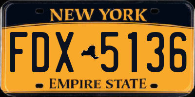NY license plate FDX5136