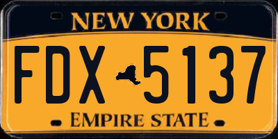 NY license plate FDX5137