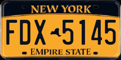 NY license plate FDX5145