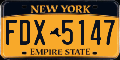 NY license plate FDX5147