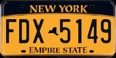 NY license plate FDX5149