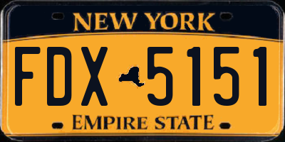 NY license plate FDX5151