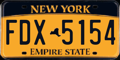 NY license plate FDX5154