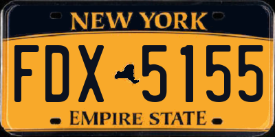 NY license plate FDX5155