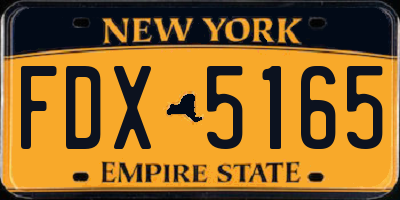 NY license plate FDX5165